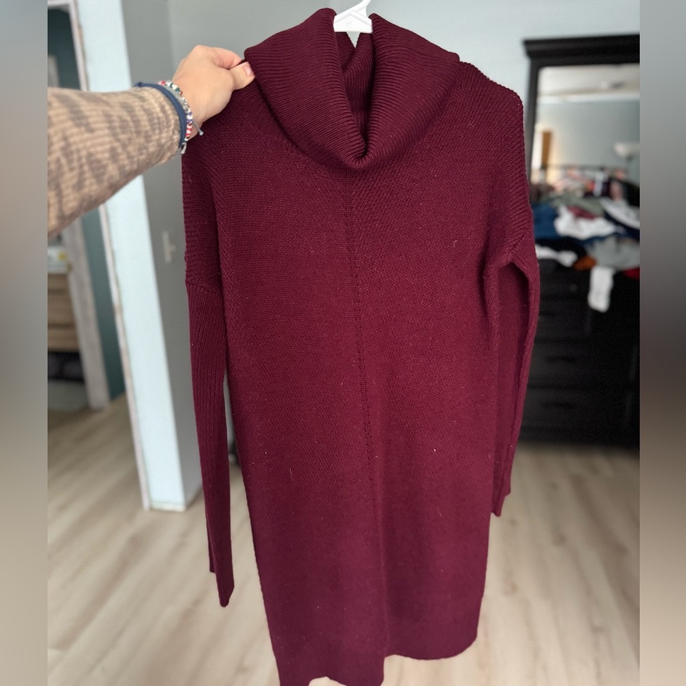 Lulu's Deep Burgundy Cowl Neck Sweater